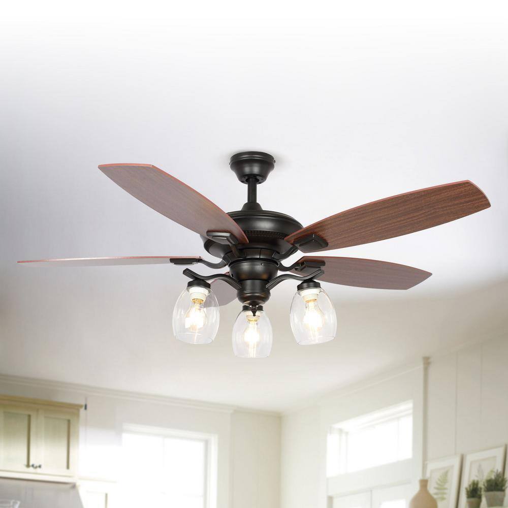 Matrix Decor 52 in. Indoor Matte Black Ceiling Fan with Light and Remote Control
