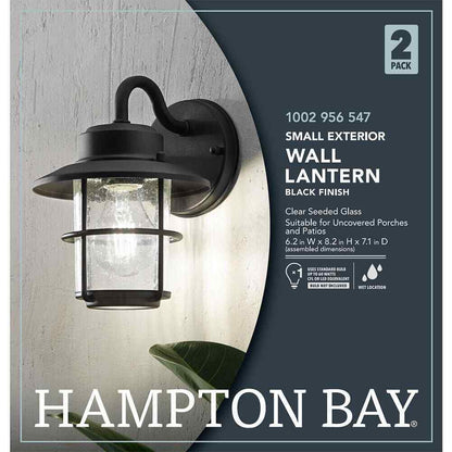 Hampton Bay 1-Light Black Outdoor Wall Lantern Sconce 2-Pack JBO1691A-4