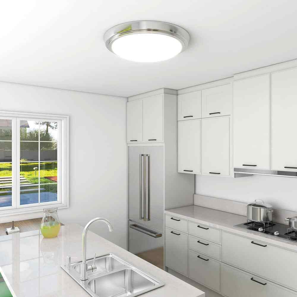 Pia Ricco Brushed Nickel Selectable LED CCT Color Changing Ceiling Flush Mount