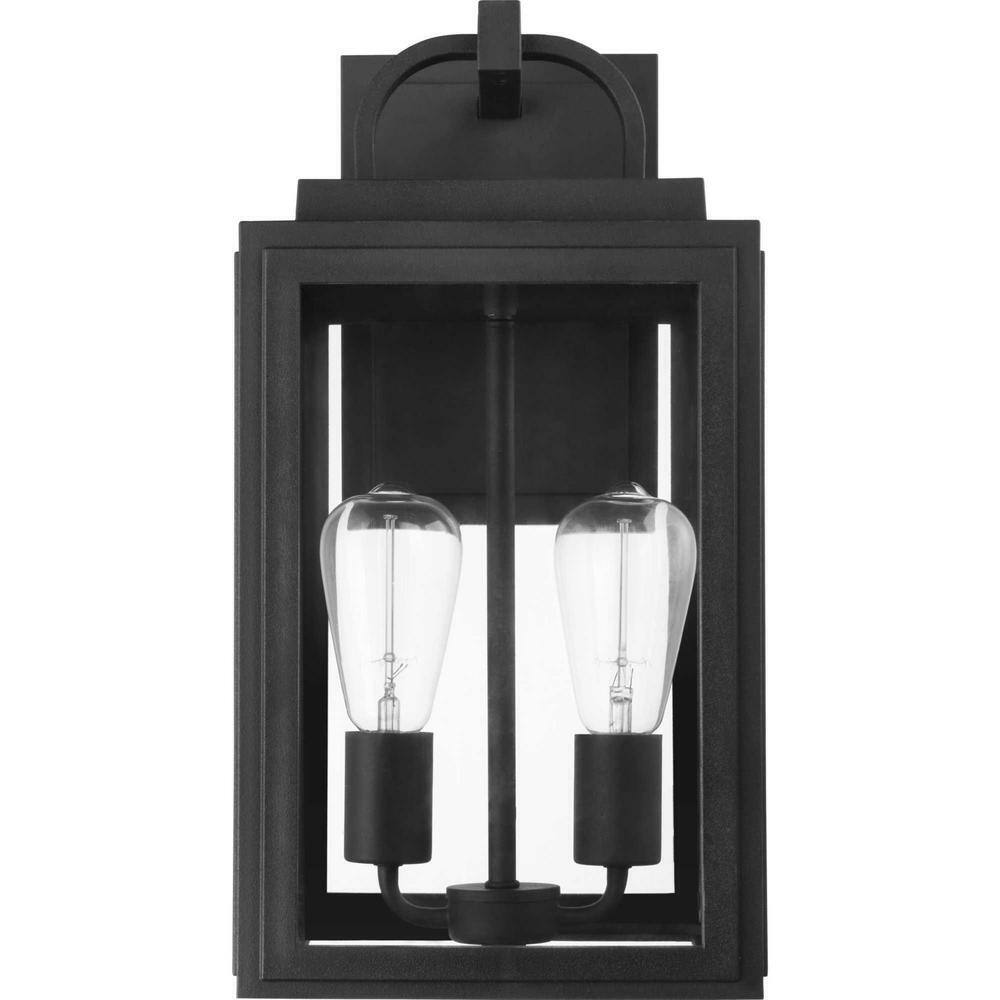 Progress Lighting Grandbury 2-Light Textured Black Clear Glass Wall Light