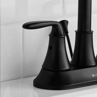 Glacier Bay Sadira 4" Centerset 2-Handle High-Arc Bathroom Faucet in Matte Black