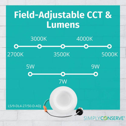 Simply Conserve 4 in. Wattage and CCT Selectable LED Recessed Downlight Retrofit