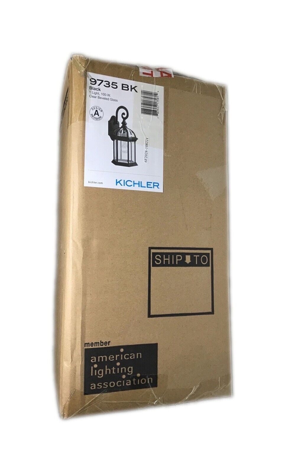 KICHLER Barrie 15.5 in. 1-Light Black Outdoor Hardwired Wall Lantern Sconce