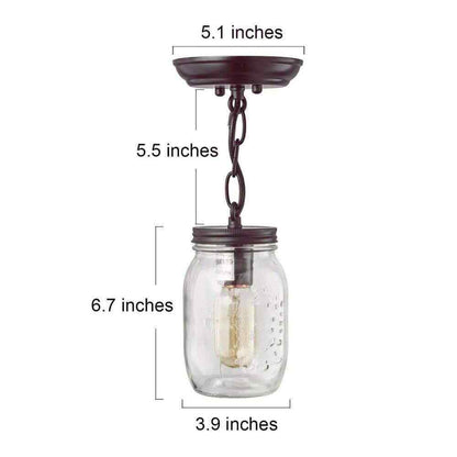 LNC Modern Farmhouse Bronze Semi-Flush Light w/ Mason Jar Glass Shade