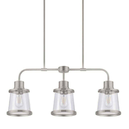 Hampton Bay Rigby 3-Light Brushed Nickel Linear Dining Room Chandelier