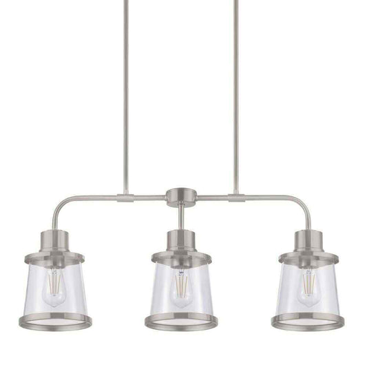 Hampton Bay Rigby 3-Light Brushed Nickel Linear Dining Room Chandelier