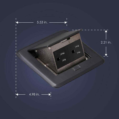 NEWHOUSE Pop-Up Floor Outlet Electrical Box  w/ 15A TR Duplex Receptacle Black