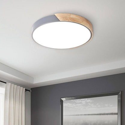 RRTYO 19.68 in. 1-Light Grey LED Flush Mount Ceiling Light with Acrylic Shade