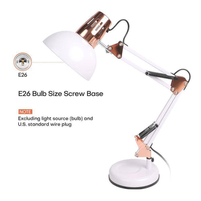 LamQee 18 in. White Architect Gooseneck Table Lamp w/ Adjustable Metal Swing Arm