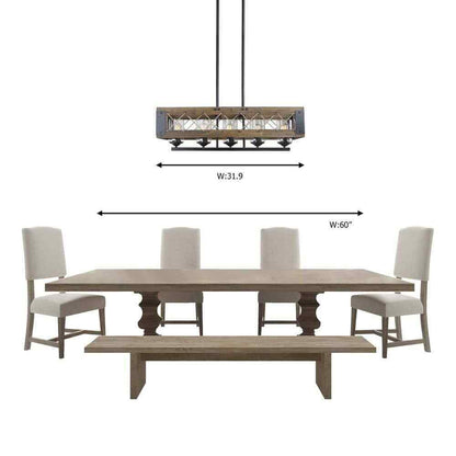 LNC Modern Farmhouse 32 in. W Black Rectangular 5 Light Dining Room Chandelier