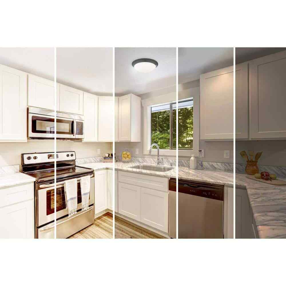 Hampton Bay Stetson 11 in. Satin Bronze 5CCT Integrated LED Flush Mount