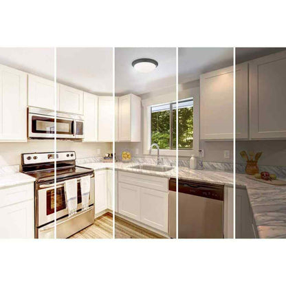 Hampton Bay Stetson 11 in. Satin Bronze 5CCT Integrated LED Flush Mount