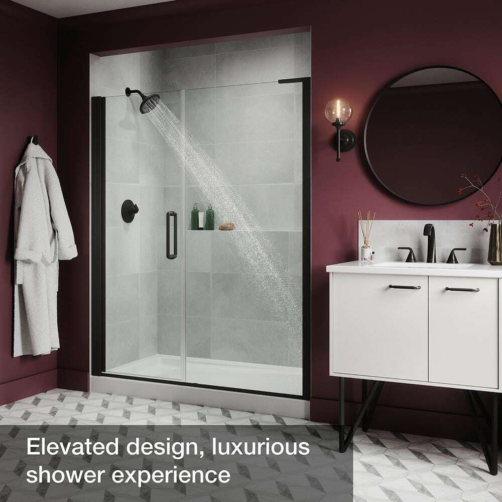 KOHLER Cursiva 3-Spray Patterns 6.75 in. Wall Mount Fixed Showerhead Matte Black
