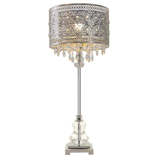 River of Goods Brielle 28.75 in. Table Lamp w/ Polished Nickel and Crystal Shade