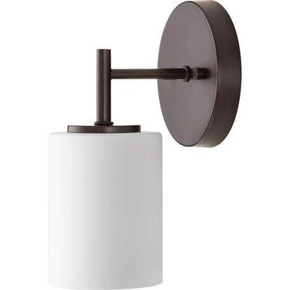 Progress Lighting Replay 5-1/4 in. Bronze Etched White Glass Vanity Wall Light