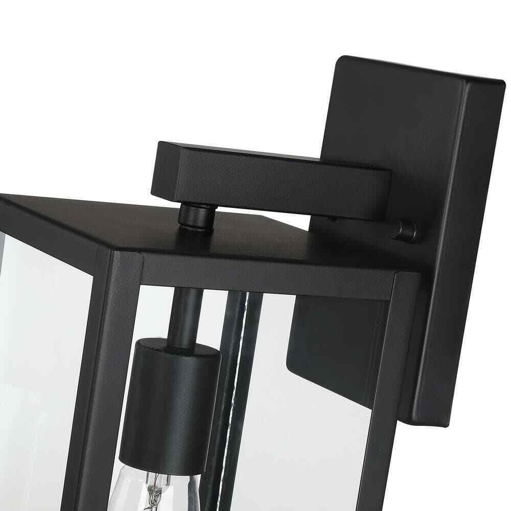 Hukoro Martin 17.25 in. Matte Black Finish Outdoor Wall Lantern Sconce 2-Pack