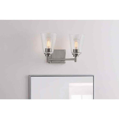 Hampton Bay 15 in. Wakefield Brushed Nickel Bathroom Vanity Light w/ Clear Glass