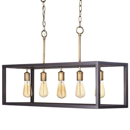 Hampton Bay Boswell Quarter 34 in. 5-Light Gold Coastal Farmhouse Chandelier
