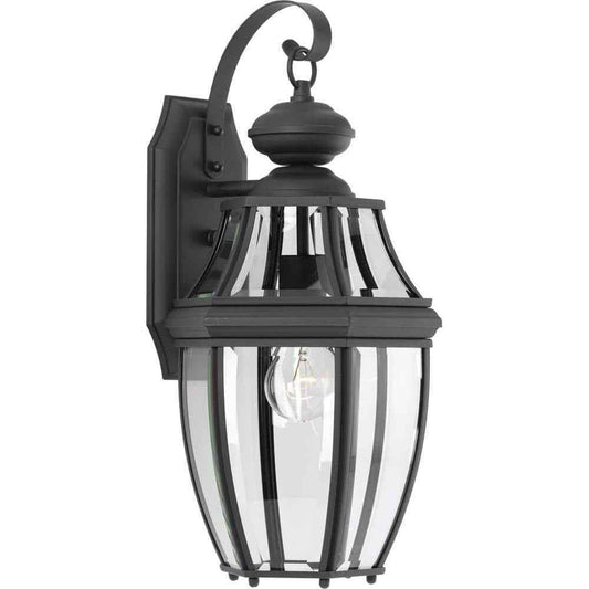 Progress Lighting New Haven Textured Black Clear Beveled Glass Wall Light