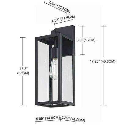 Hukoro Martin 17.25 in. Matte Black Finish Outdoor Wall Lantern Sconce 2-Pack