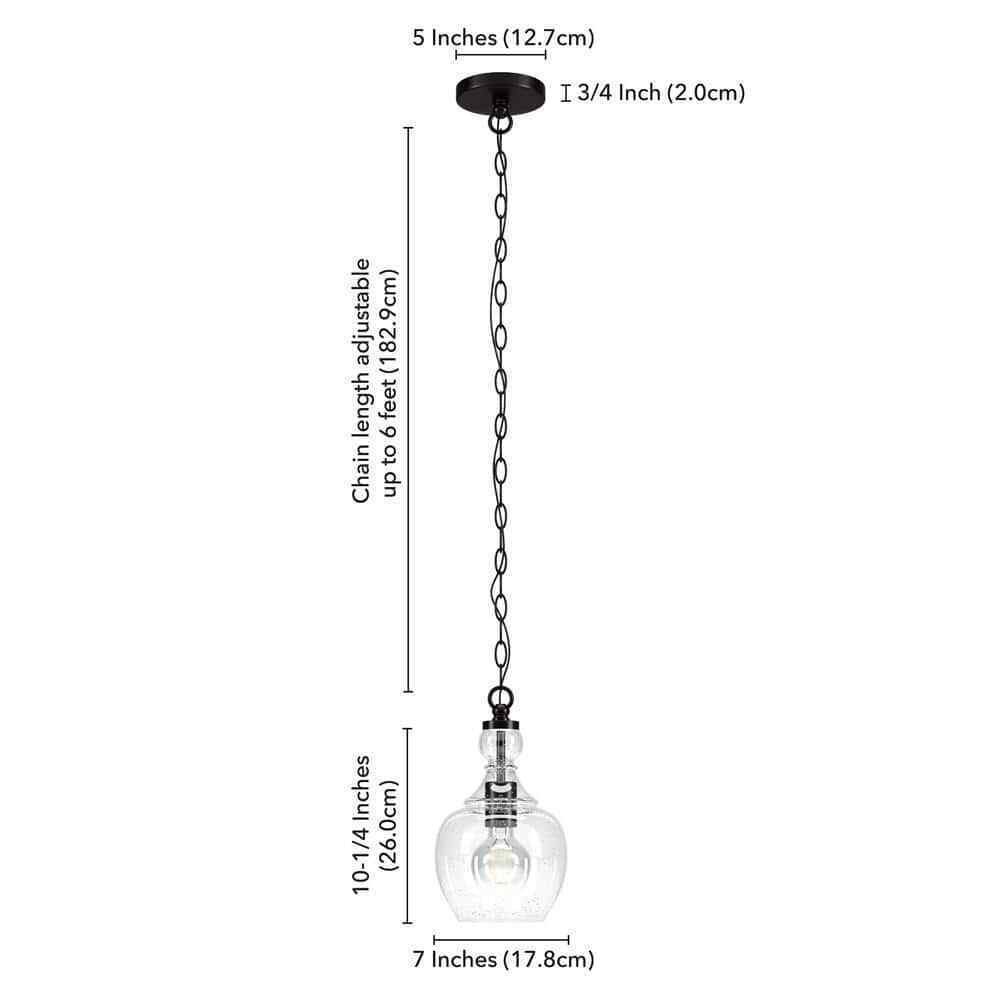Meyer&Cross Verona 1-Light Blackened Bronze Pendant with Seeded Glass Shade