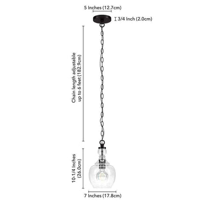 Meyer&Cross Verona 1-Light Blackened Bronze Pendant with Seeded Glass Shade