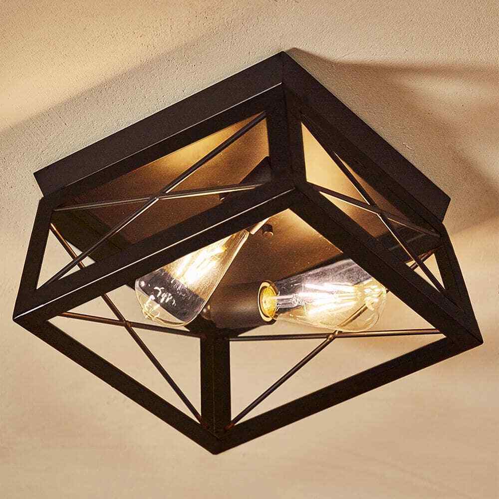 Pia Ricco 12 in. 2-Light Matte Black Flush Mount