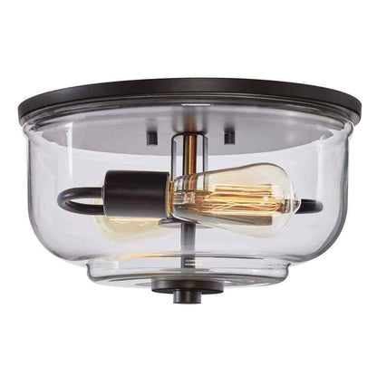 Home Decorators Knollwood 12 in. 2-Light Blackened Bronze Industrial Flush Mount
