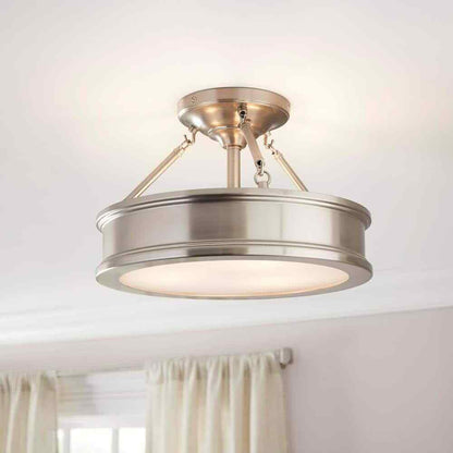 Home Decorators Grafton 3-Light Brushed Nickel Semi Flush Mount Ceiling Light