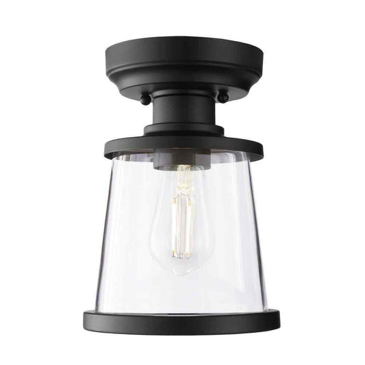 Hampton Bay Rigby 9.6 in. 1-Light Matte Black Round Flush Mount Ceiling Light