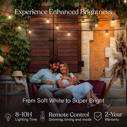 Brightech Ambience Pro 15-Light 48 ft. Outdoor Solar LED Edison String Light