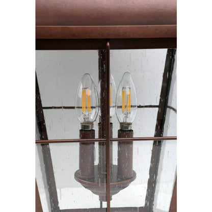 Hampton Bay Warwick 28" Aged Copper Finish Hardwired Wall Lantern Seeded Glass