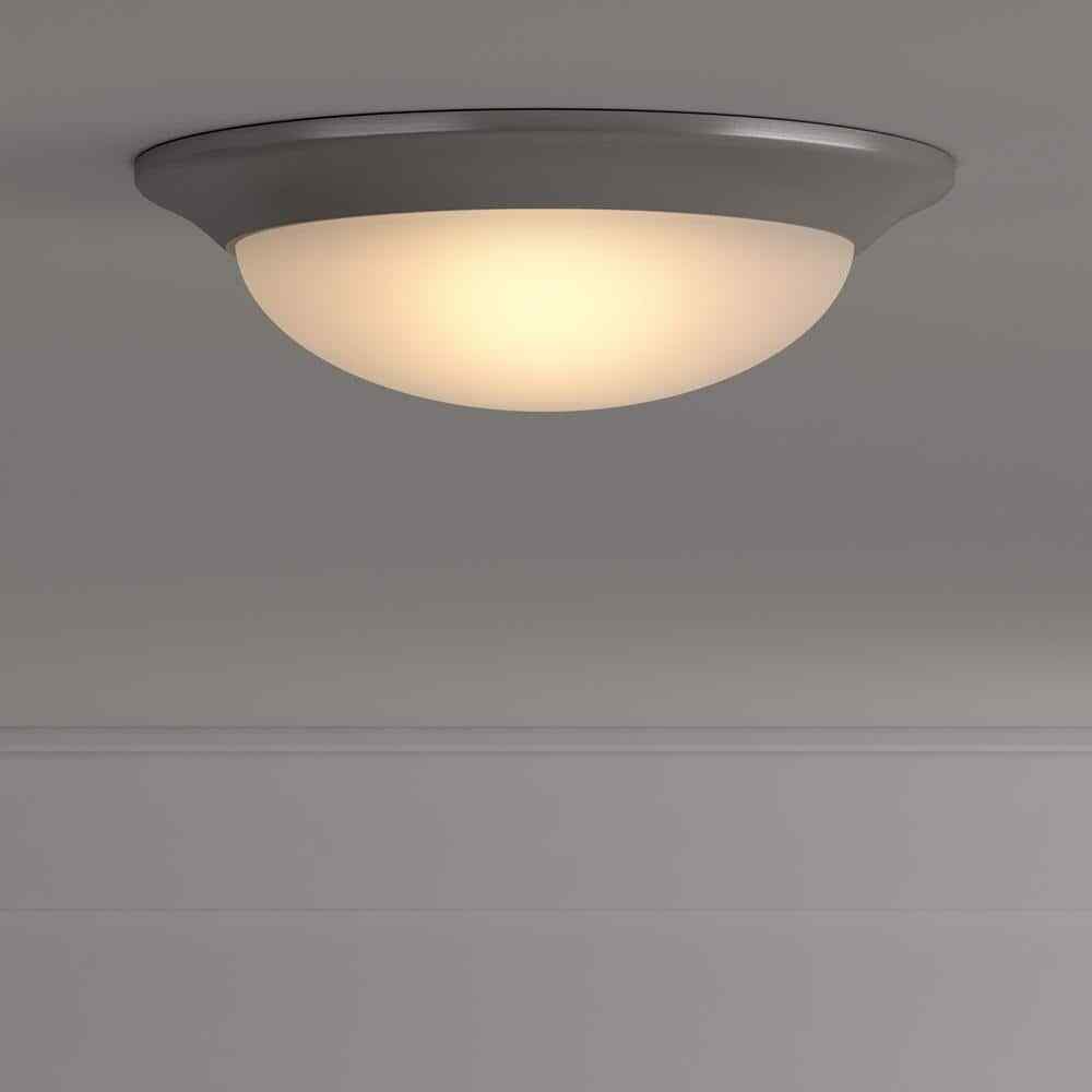 Hampton Bay Stetson 11 in. 1-Light Brushed Nickel LED Ceiling Light Flush Mount