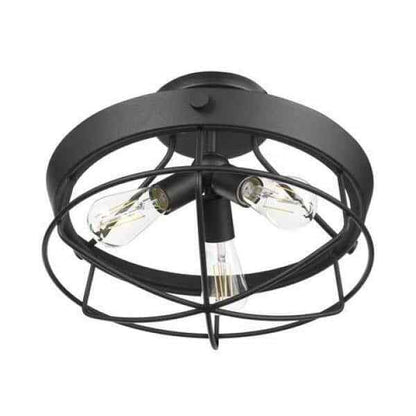 Hampton Bay Southbourne 3-Light Matte Black Rustic Farmhouse Semi-Flush Mount