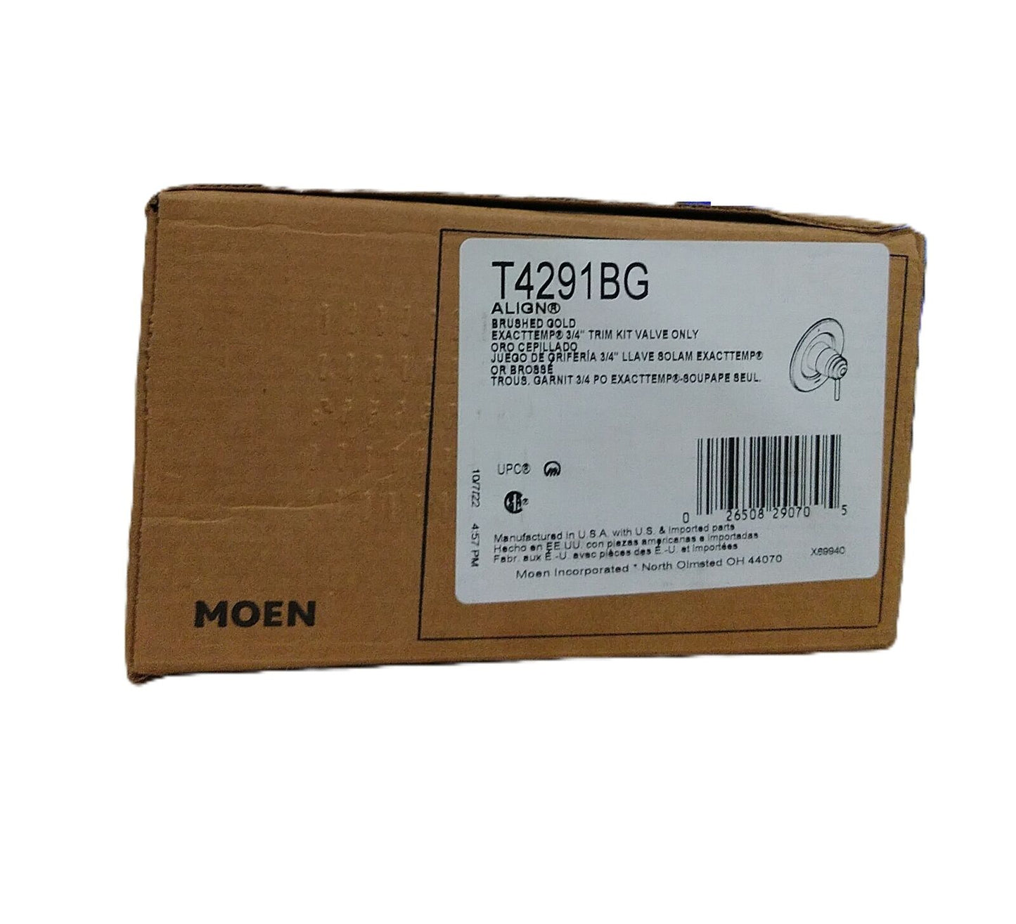 MOEN Align ExactTemp 1-Handle Valve Trim Kit in Brushed Gold Valve Not Included