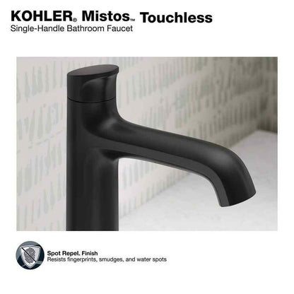 KOHLER Mistos Powered Touchless Single Hole Bathroom Faucet in Matte Black