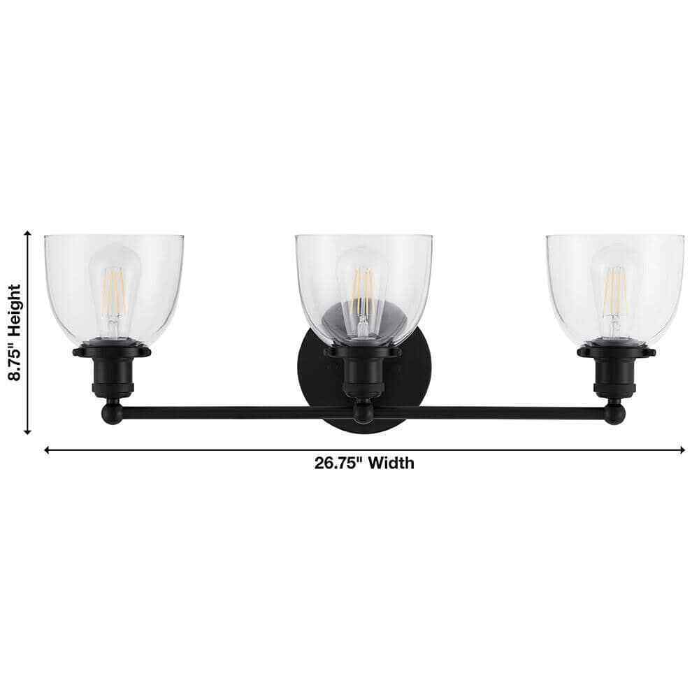 Home Decorators Collection Evelyn 26.75 in. 3-Light Matte Black Modern