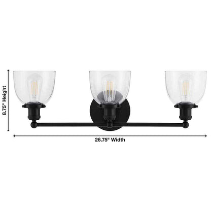 Home Decorators Collection Evelyn 26.75 in. 3-Light Matte Black Modern