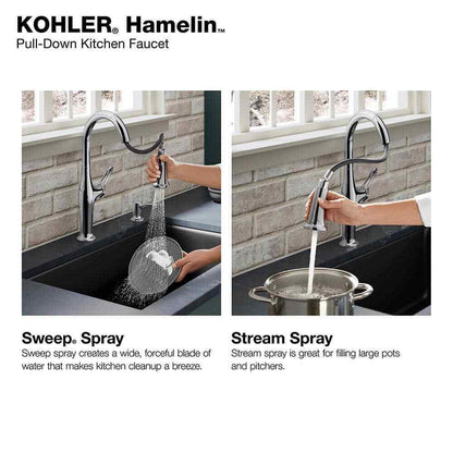 KOHLER Hamelin Single Handle Pull Down Sprayer Kitchen Faucet in Polished Chrome