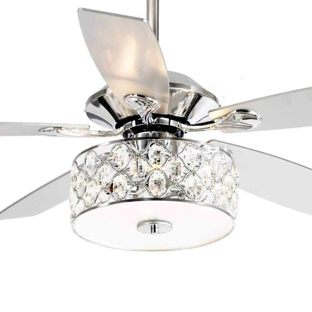 matrix decor 52 in. Indoor Chrome Crystal Chandelier Ceiling Fan w/ Remote