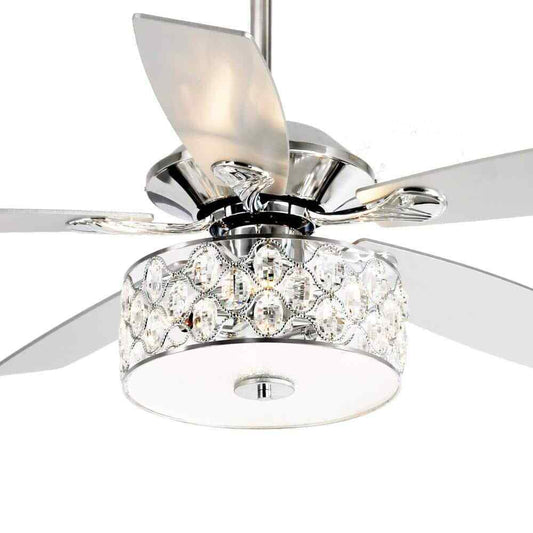 matrix decor 52 in. Indoor Chrome Crystal Chandelier Ceiling Fan w/ Remote
