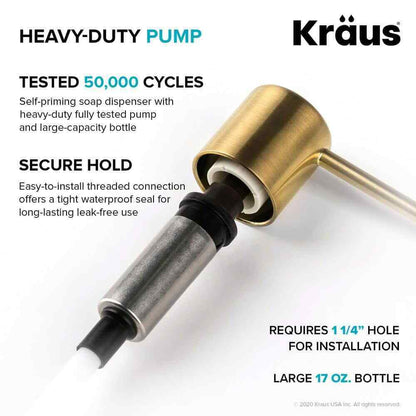 KRAUS Boden Kitchen Soap and Lotion Dispenser in Brushed Brass KSD-53BB
