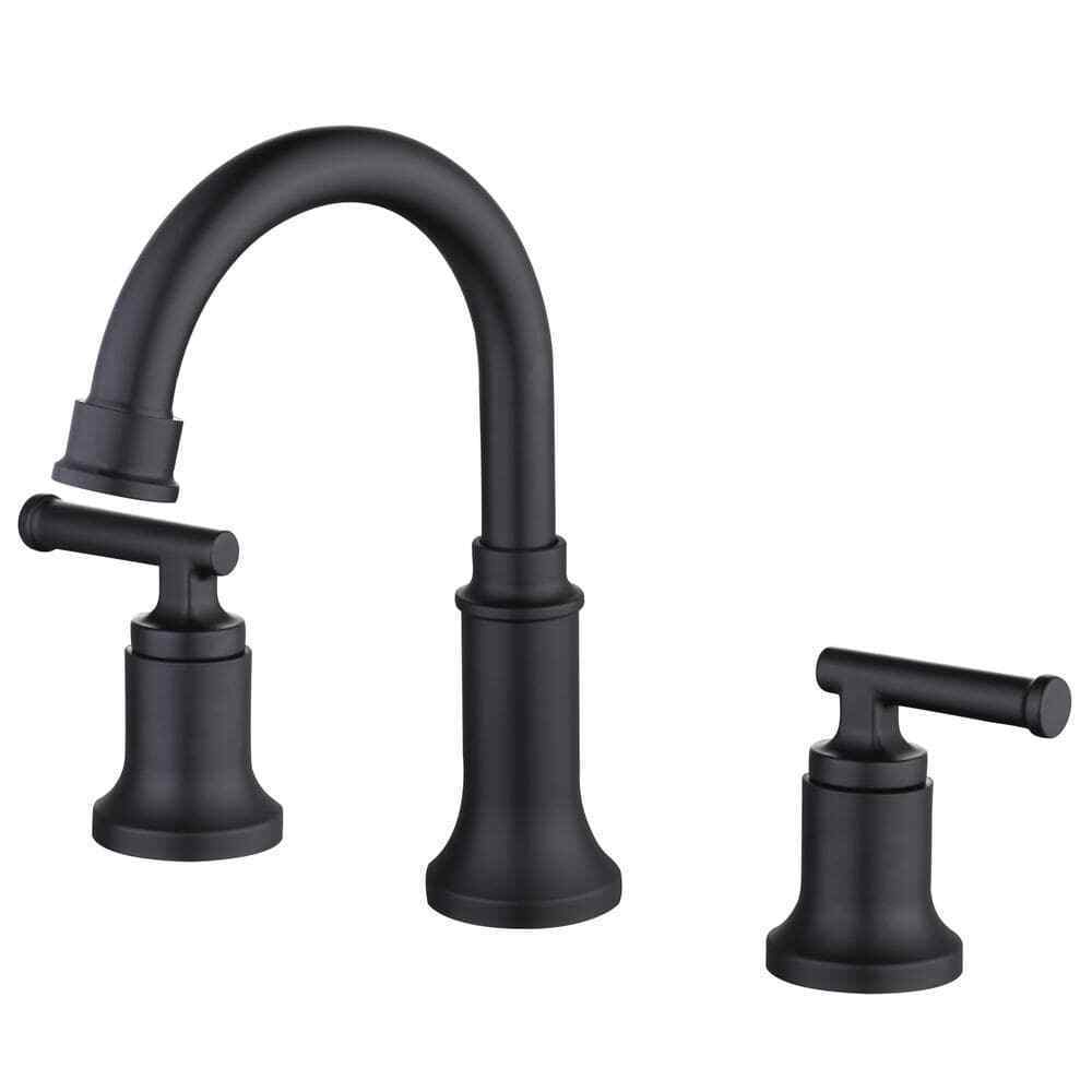 Glacier Bay Oswell 8 in Widespread 2-Handle High-Arc Bathroom Faucet Matte Black