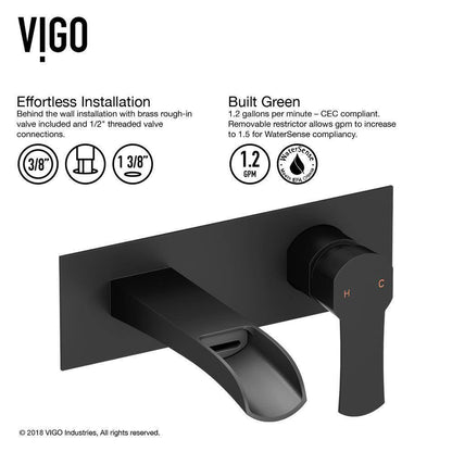 VIGO Cornelius Single Handle Wall Mount Bathroom Faucet in Matte Black VG05004MB