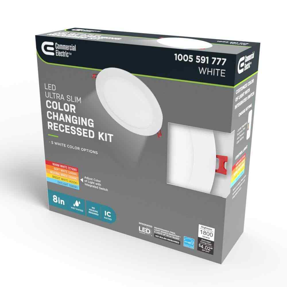 Commercial Electric 8 in. Selectable Color Temperature LED Recessed Lighting Kit