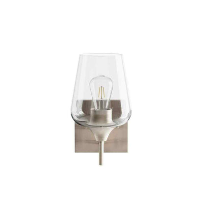 Merra 1-Light Brushed Nickel Wall Sconce Vanity Light with Glass Shade
