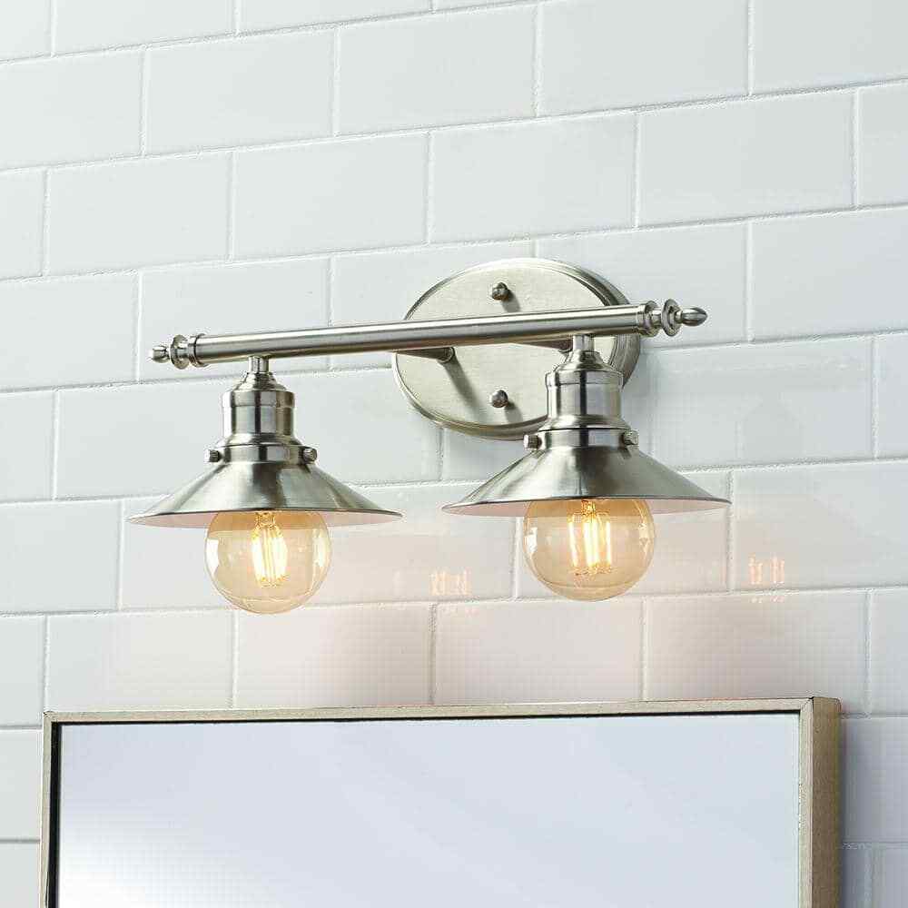 Home Decorators Glenhurst 16 in. 2-Light  Brushed Nickel  Vanity Light Fixture