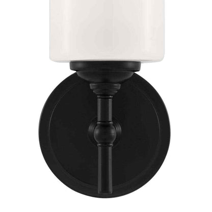 Home Decorators Collection Ayelen 1-Light Black Wall Sconce Opal White Glass