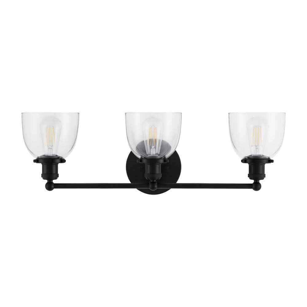 Home Decorators Collection Evelyn 26.75 in. 3-Light Matte Black Modern