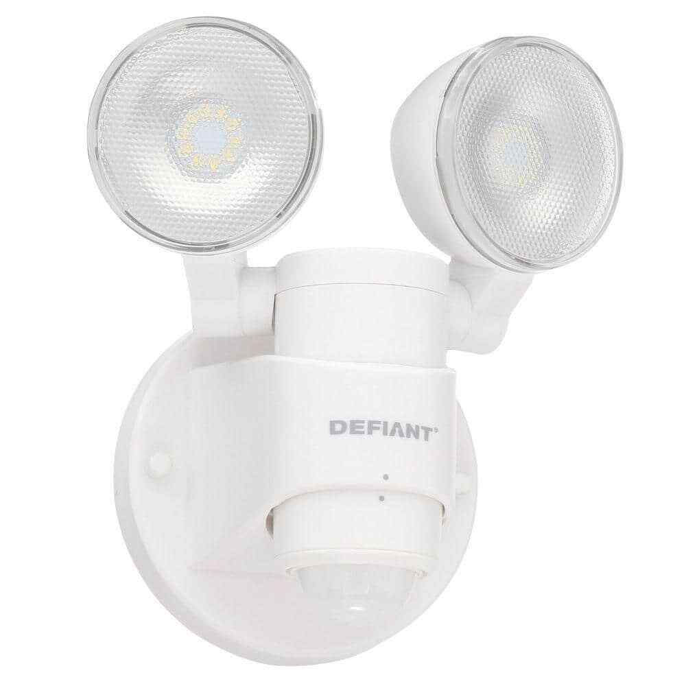 Defiant 1100 Lumen 180-Degree Integrated LED Two-Head White Outdoor Flood Light